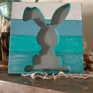 Coastal Baby Bunny Wood Wall Art